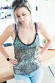 Zwarte glitter top met kant